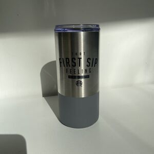 Starbucks First Sip Feeling Stainless Steel Travel Mug Acrylic Lid NWT 18 Oz